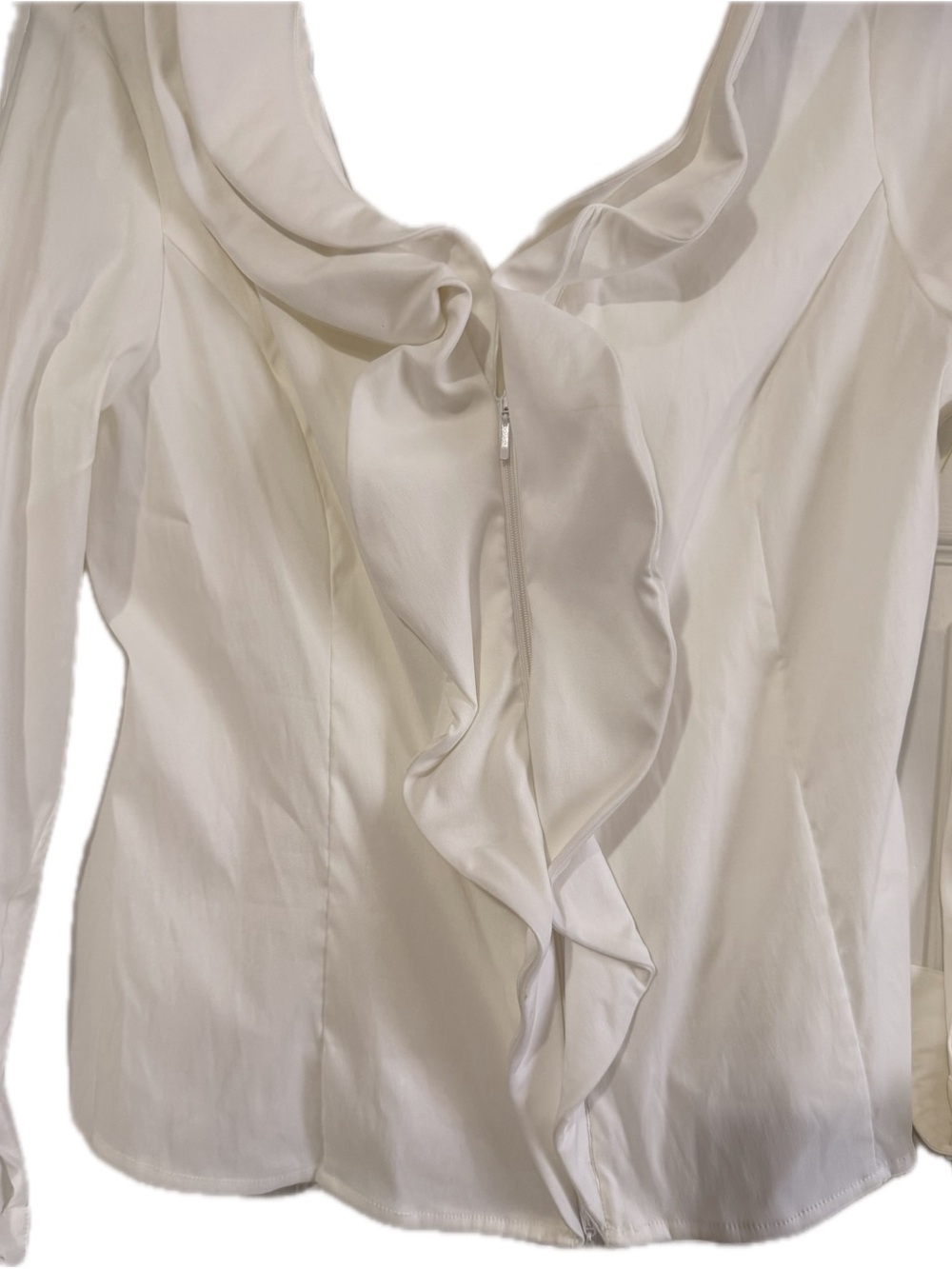 Samuel Dong White Ruffle-Front Blouse - Picture 2 of 4